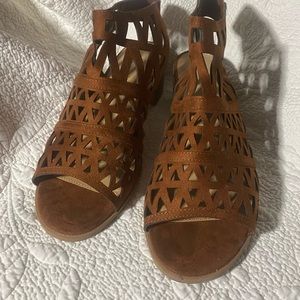Brown cut work sandals